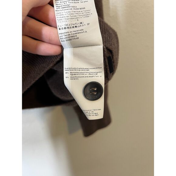 Hugo Boss Brown Wool Blend Button Up Cardigan Mens Sz L Preppy Grandpacore - Picture 6 of 8